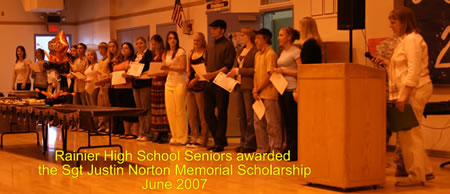 2007 Seniors awarded Sgt Justin Norton Memorial Scholarship
